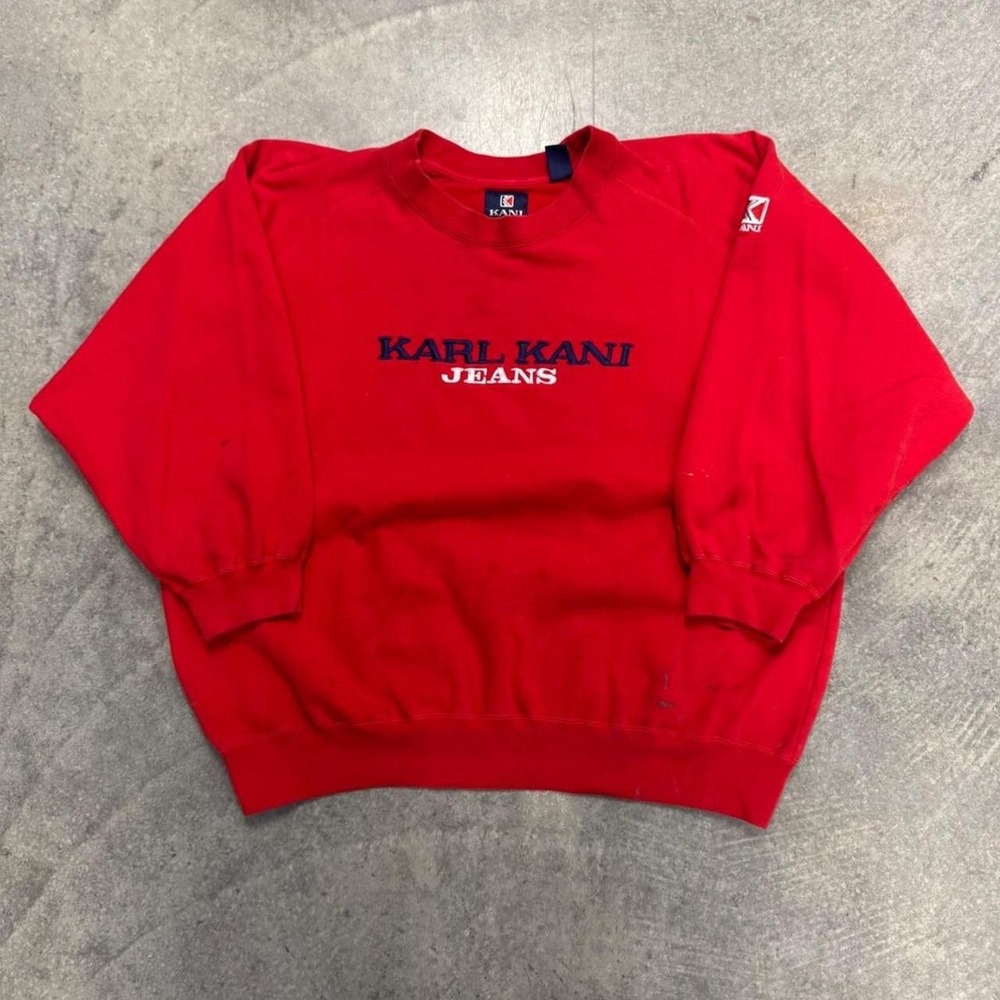 Vintage Karl Kani Crewneck Sweatshirt Cotton Spellout Embroidered Pullover XL